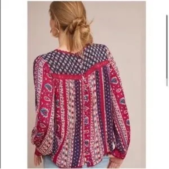 Anthropologie Maeve Gretchen Patchwork Blouse Size 2 - Picture 5 of 10